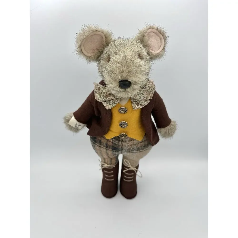1982 Little Folk G McBride Mouse Plush Dressed England Plaid Waistcoat Outfit